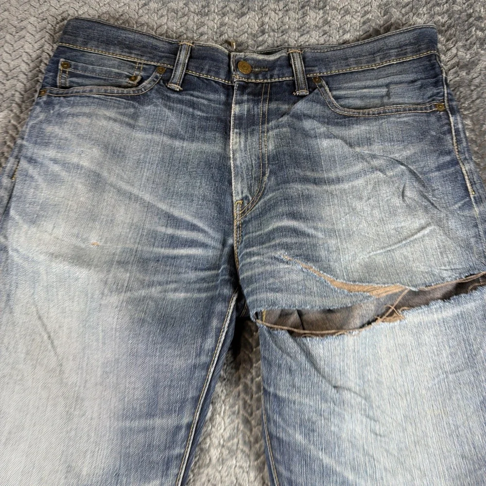 Levi's 504 Jeans Men's 34x34 Regular Straight Leg Blue Medium Wash Denim Stretch